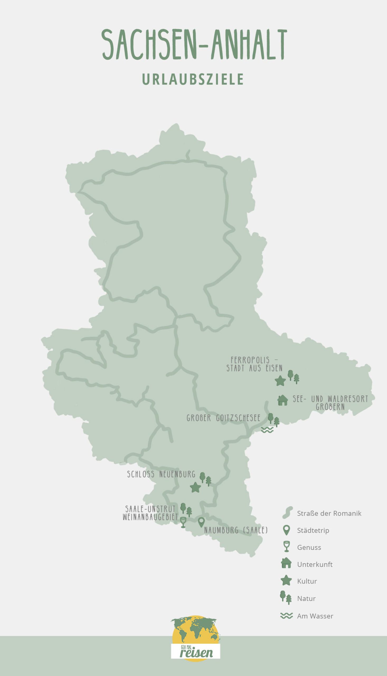 Sachsen-Anhalt: Urlaubsziele auf der Karte