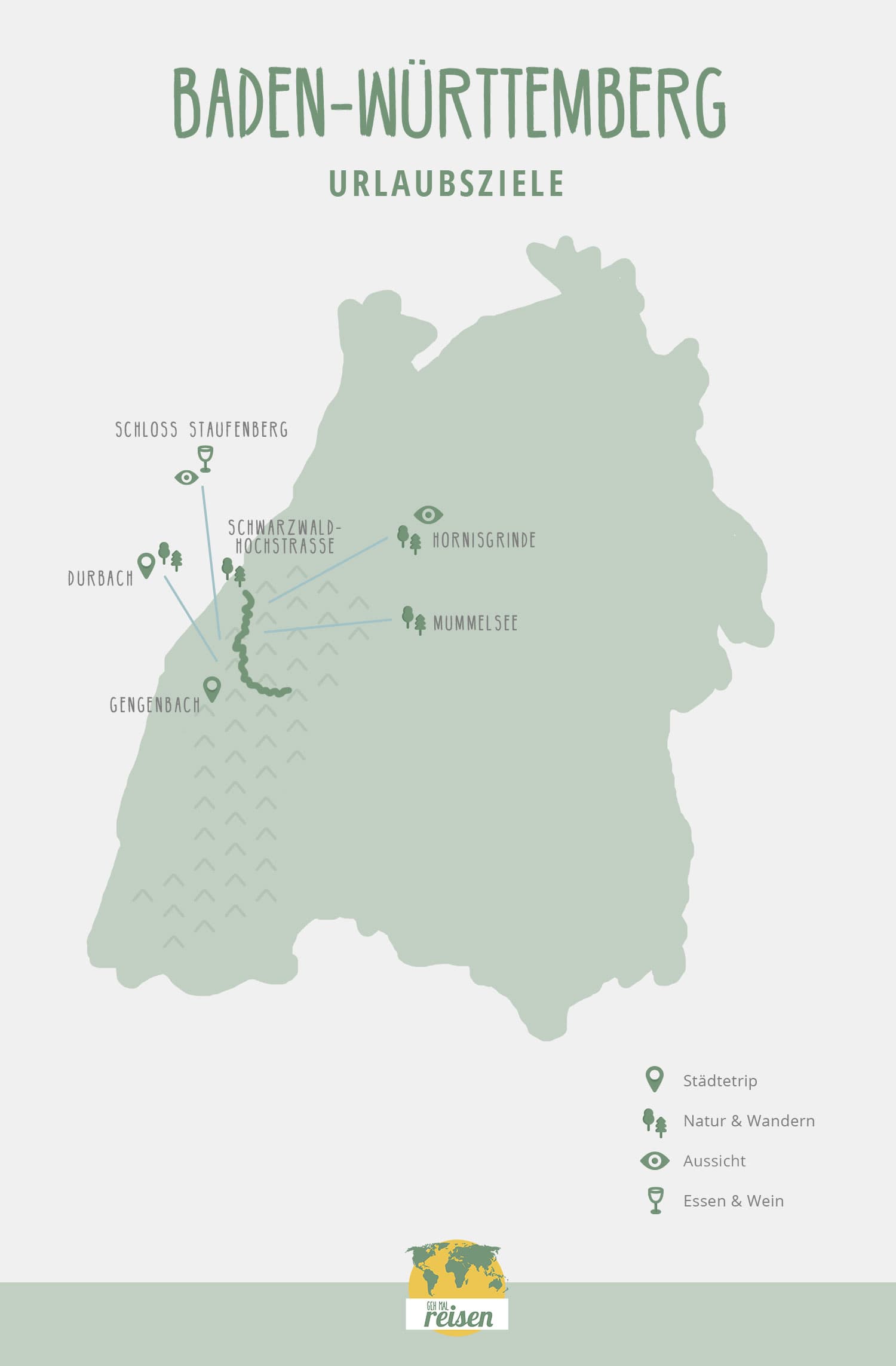 Baden-Württemberg Karte: Kurzurlaub und Ausflugsziele im Schwarzwald