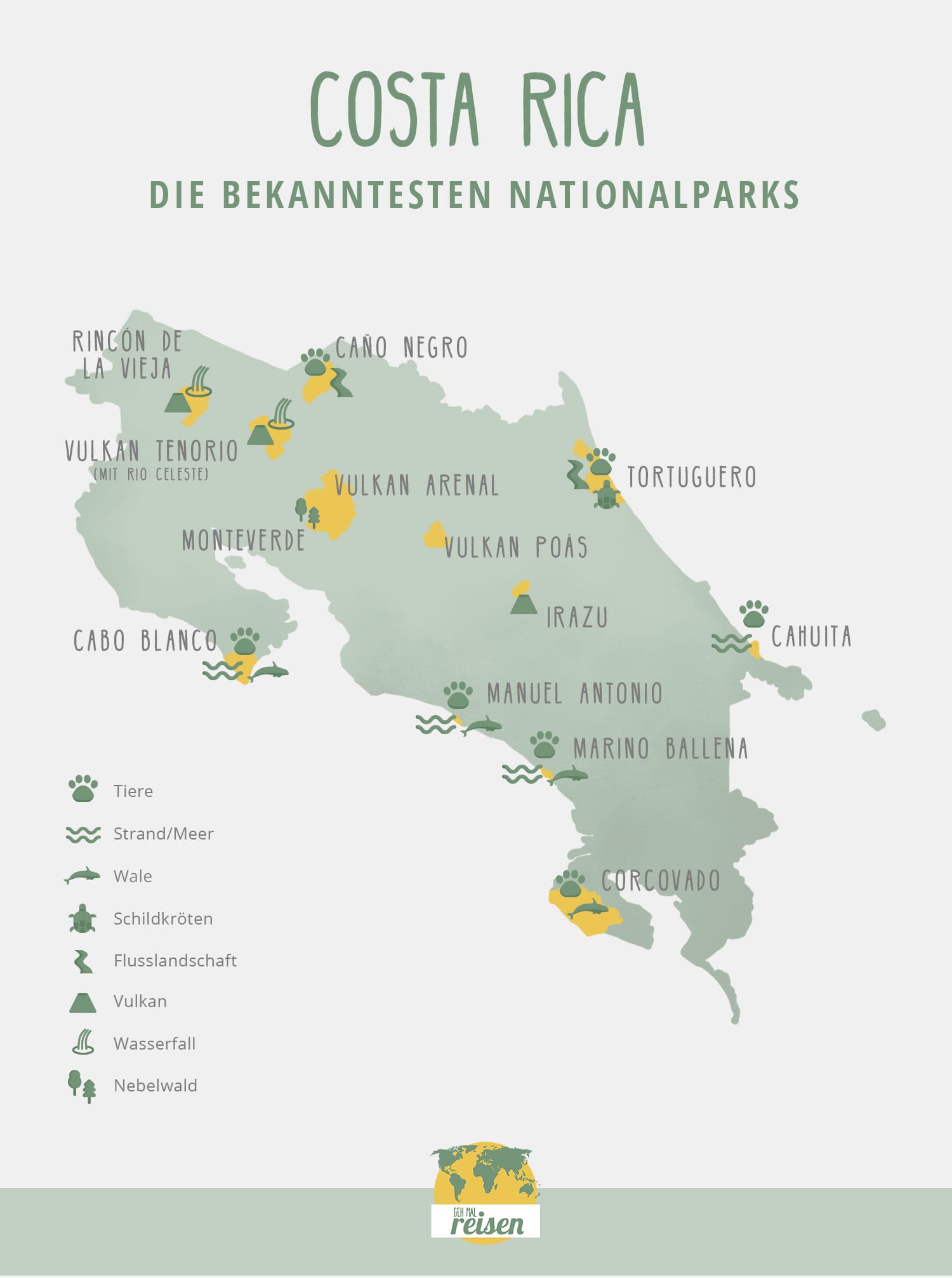 Costa Rica: Karte der Nationalparks