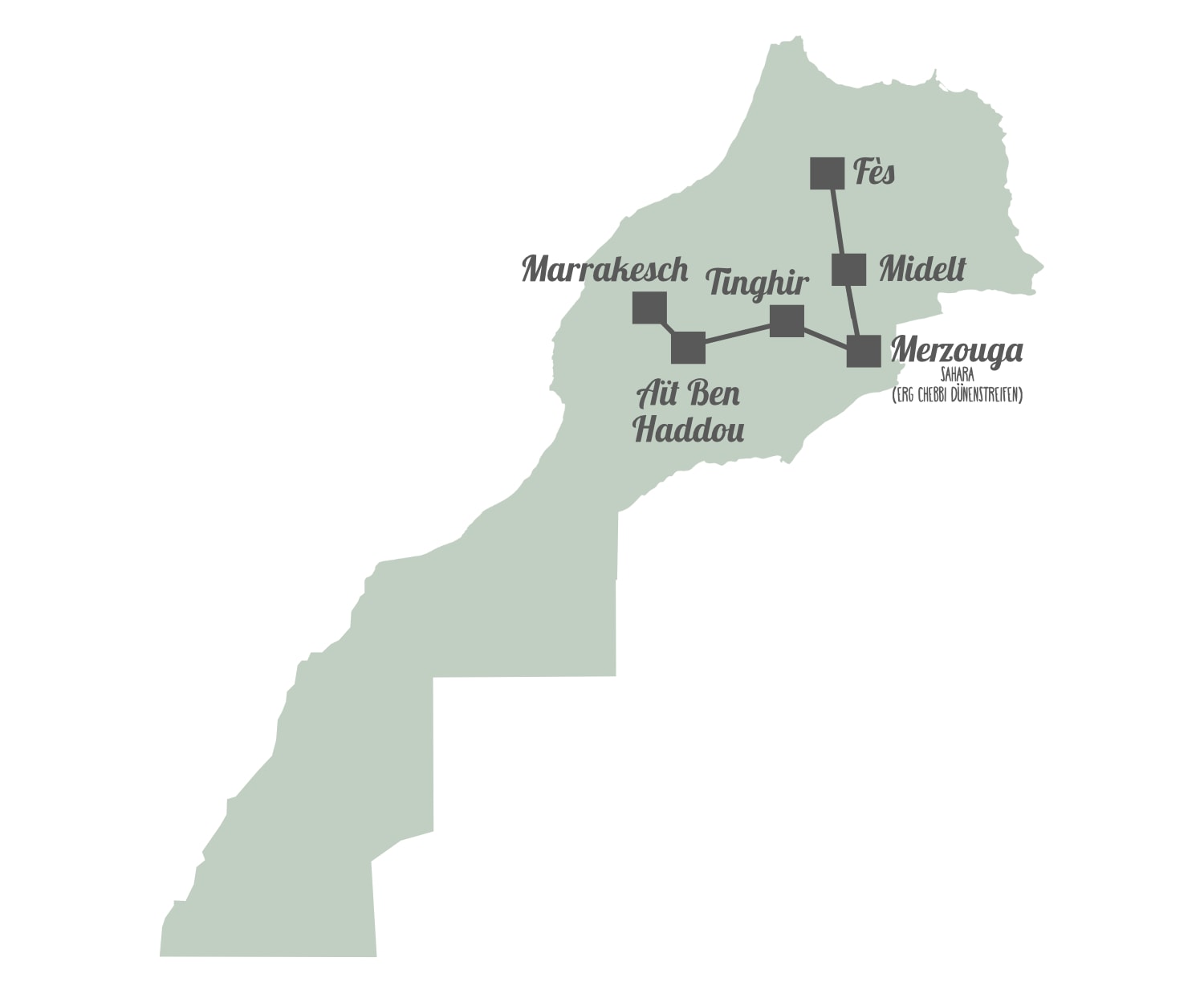 Marokko Rundreise Route