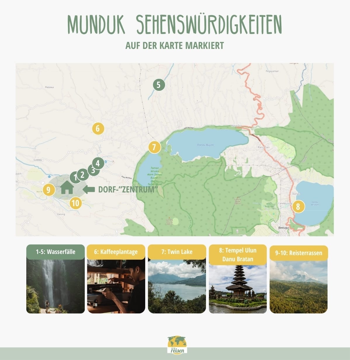 Munduk Sehenswürdigkeiten auf der Karte