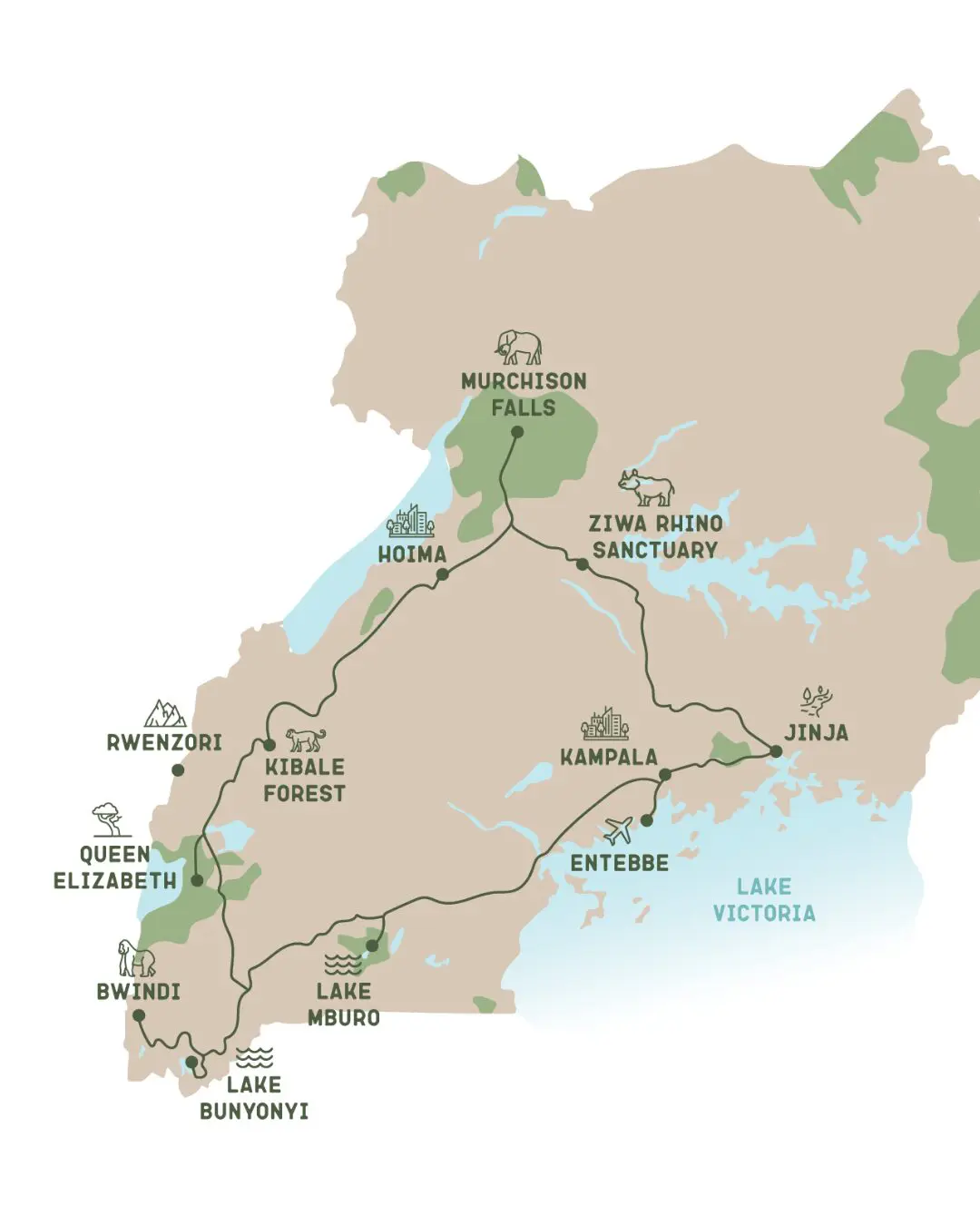 Uganda Reiseroute